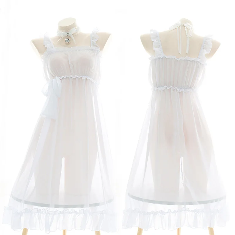 Lolita Dress, Lolita Suspender Dress, Lolita Cosplay Costumes, Suspender Dress, Lolita Skirt-See-through Chiffon Dress Women Sexy Sling Skirt Lolita Cosplay