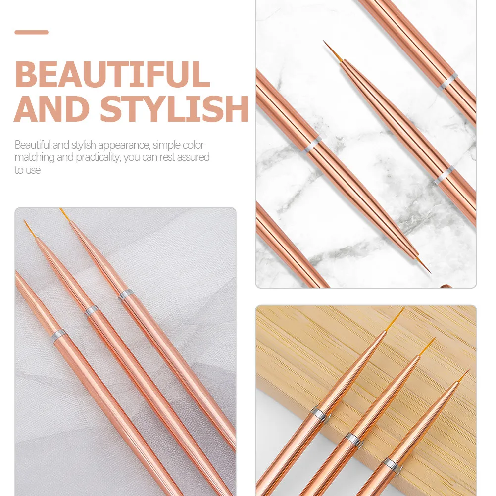 3Pcs 네일 아트 라이너 브러쉬 세트 경량 매니큐어 펜 네일 디자인을 위한 미세 팁 살롱 용품 스트라이핑 매니큐어 도구