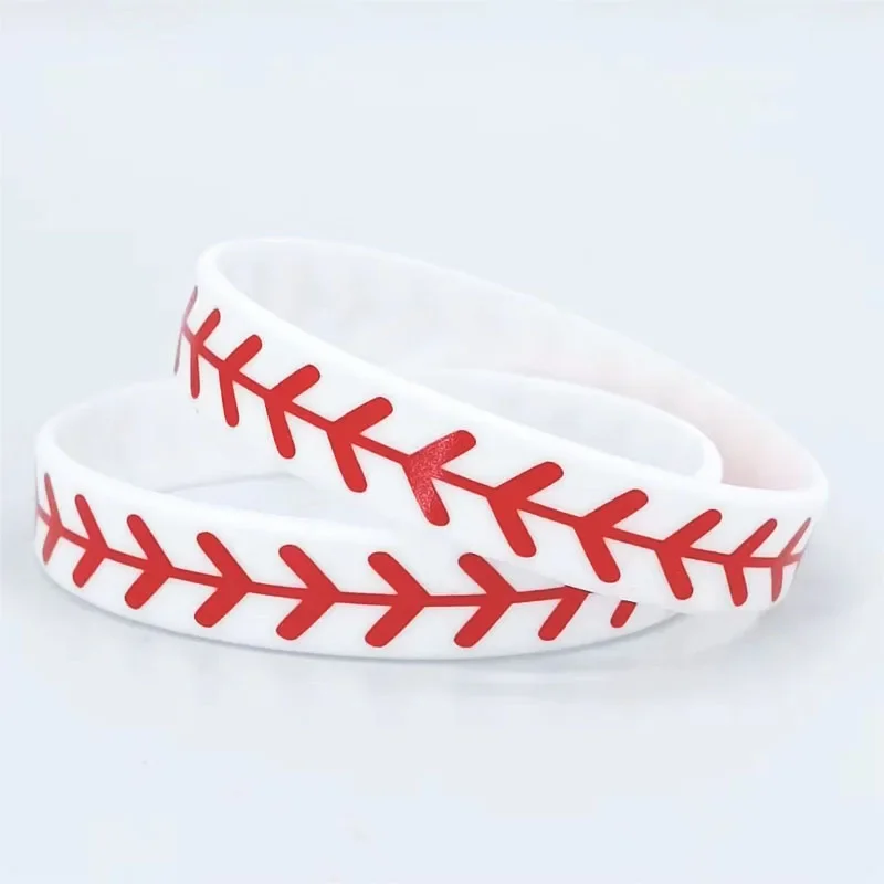 20PCS Softball Silicone Bracelet Sports Rubber Band Men Women Silicone Baseball Sports Bracelets Fashion Accessories
