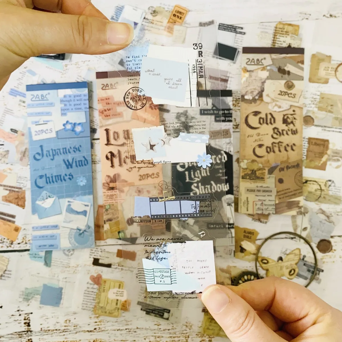 Journamm 20장 PET 저널링 스티커 세트 스크랩북킹 DIY 콜라주 정크 저널 사진 앨범 다이어리 장식 스티커