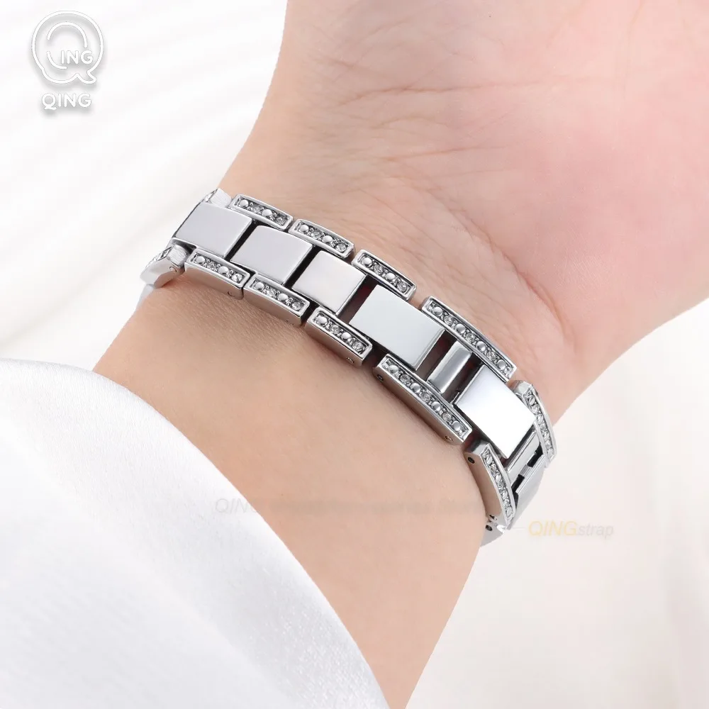 Sparkling Diamond Metal Strap: Luxury Glitter Bracelet