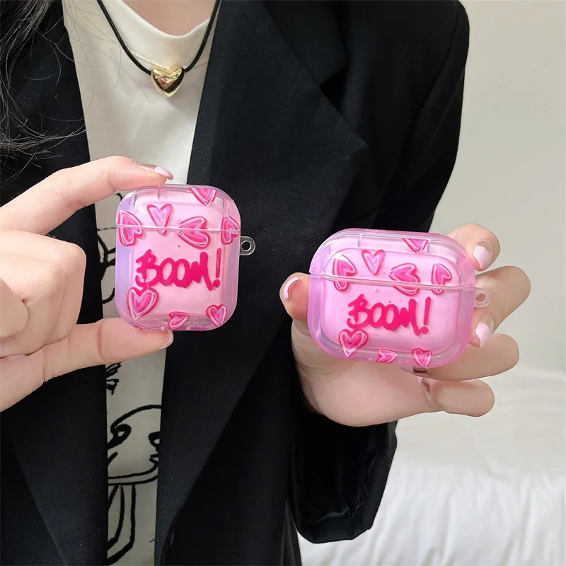 Custodia Per Auricolari Con Lettera D'Amore Rosa Stile Ragazza Piccante Per Custodia Apple Airpods Pro2 Per Airpods 3 Custodia Airpod 2 1 Di Terza Gen