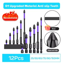 Magnetic Non-Slip Shockproof Alloy Steel Screwdriver Bits Set (12 Pcs Set)