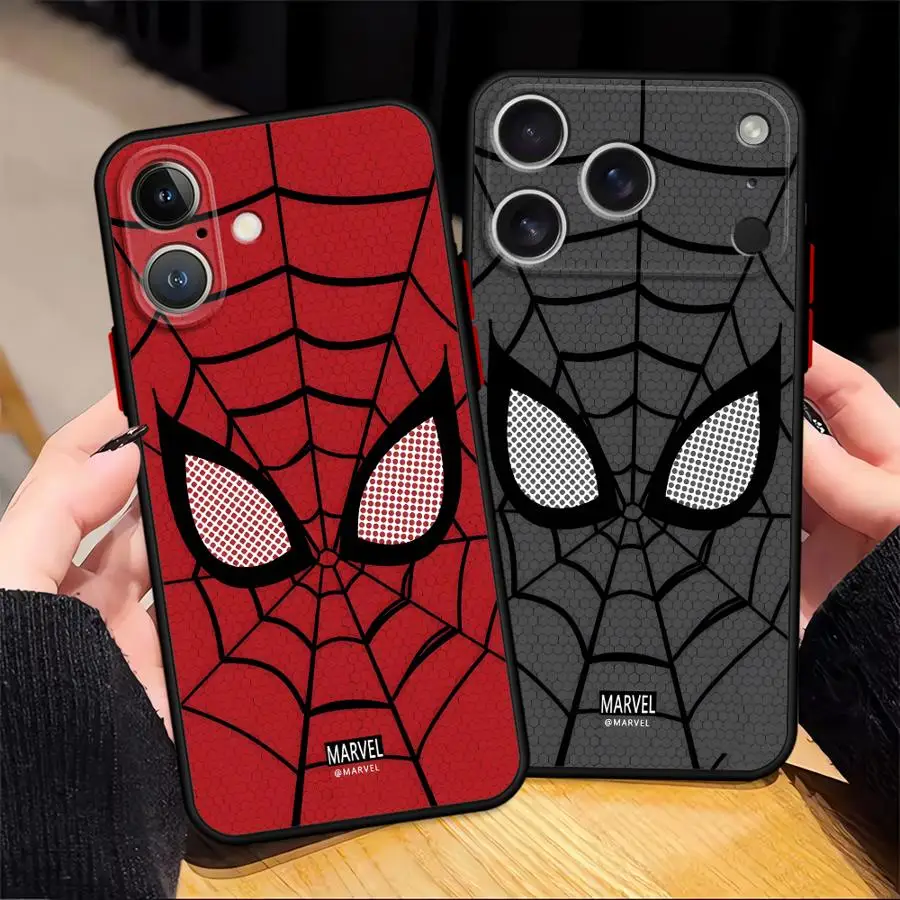 Marvel Spiderman Logo étui pour iPhone 15 Plus 14 11 12 XS 17 Air 17 16 Pro Max 16e 13 Mini couverture arrière de téléphone