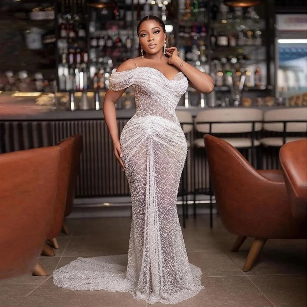 

Plus Size Aso Ebi Evening Dress Elegant Mermaid Illusion Lace African Arabic Prom Dresses Custom Made Wedding Party Gowns 2023