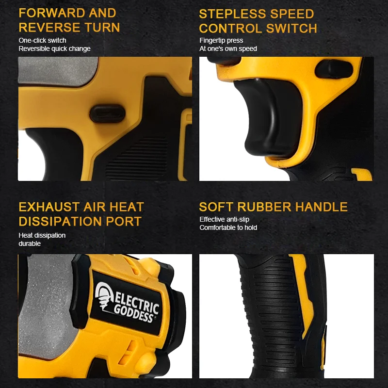 Electric Goddess DCF850 205N.m Cordless Impact Driver Tool Brushless Impact Drill Tool For 20V Dewalt Battery 3