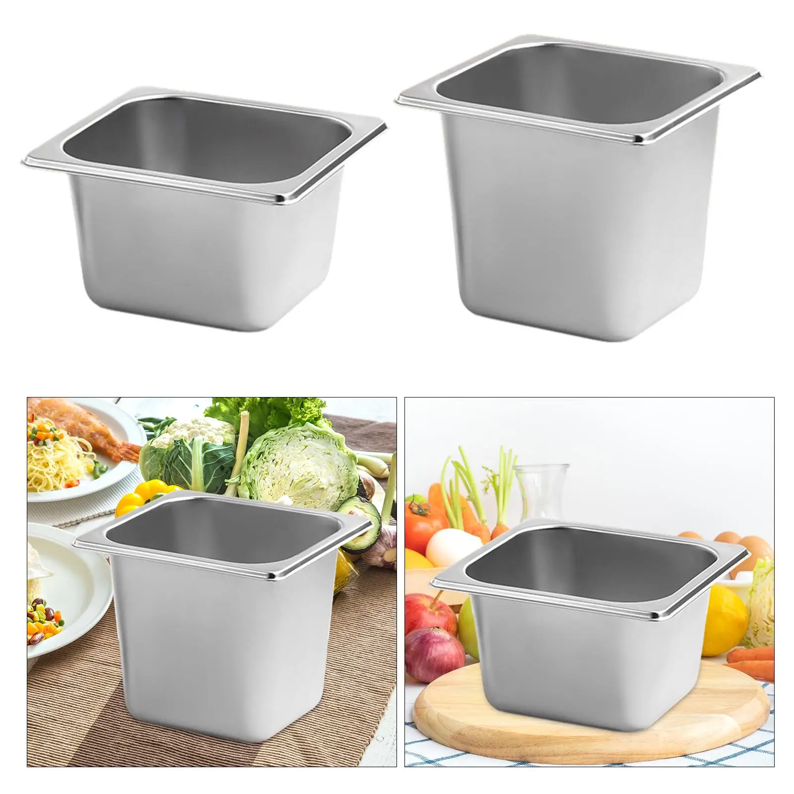 Stainless Steel Hotel Pans for Marinating Meat Preparing Bread Crumb Dish