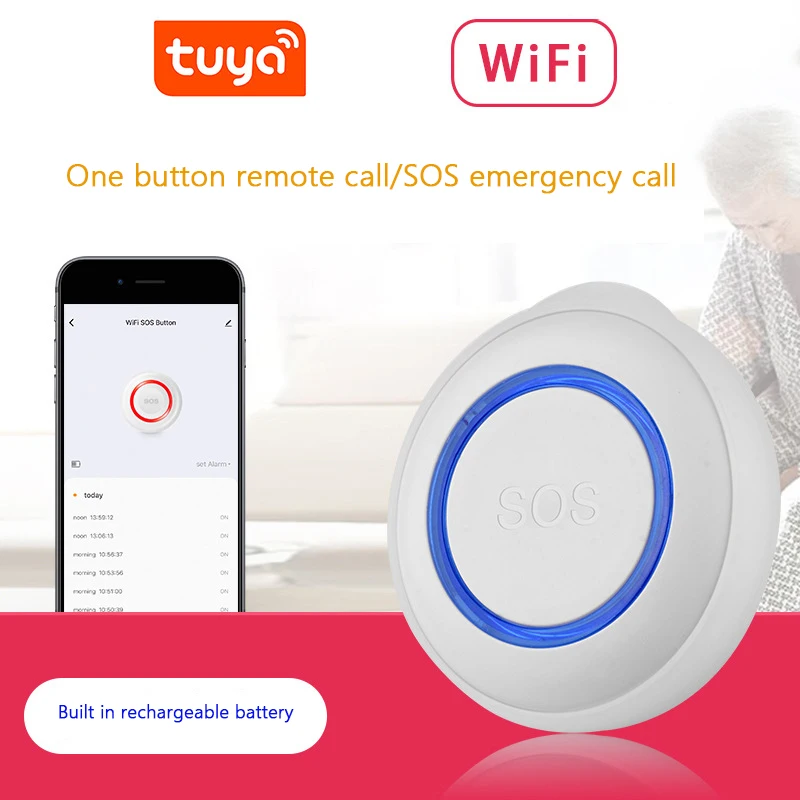 Old Man Emergency Alarm Button Wireless SOS Intelligent Pager Tuya APP for Smart Life Elderly Calling System Alert