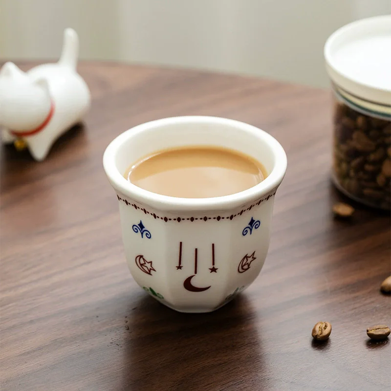 170/250ML Ceramic Coffee Cups Hand Held Latte Espresso Mugs Creative Home Stars Moon Pattern Anti-scald Cappuccino Teacup Gifts