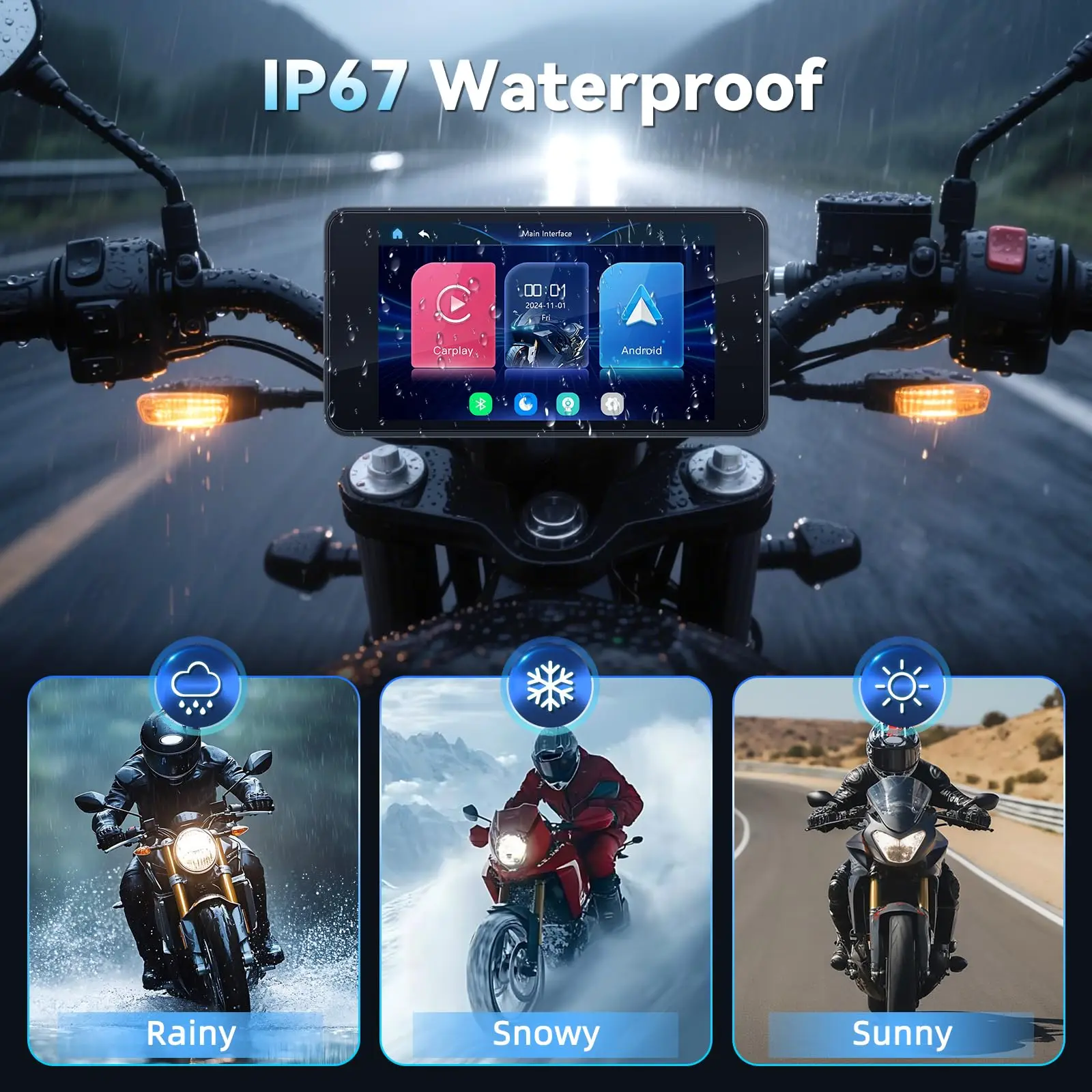 새로운 ODM 공장 직판 4.7인치 휴대용 오토바이 네비게이션 CarPlay 안드로이드 오토 5.0 방수 지원