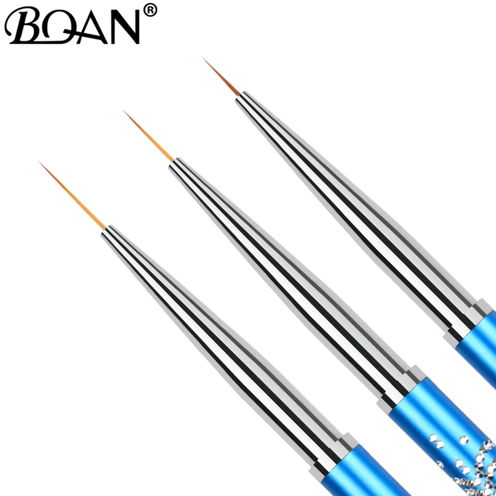 BQAN 7/9/11mm 블루 네일 아트 라이너 브러쉬 젤 네일 브러쉬 젤 매니큐어 페인팅 브러쉬 드로잉 네일 아트 브러쉬 펜 세트