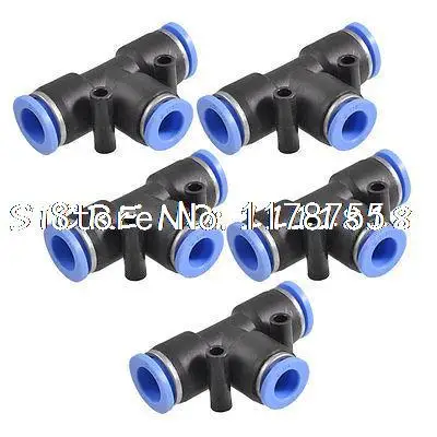 

5 Pcs 3 Ways 12mm to 10mm Coupler T Style Tubing Quick Push in Fittings