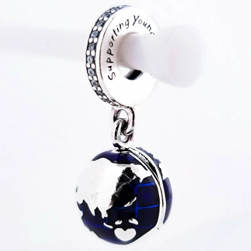 

Original Our Blue Planet Globe With World Map Pendant Beads Fit 925 Sterling Silver Charm Europe Bracelet Bangle Diy Jewelry