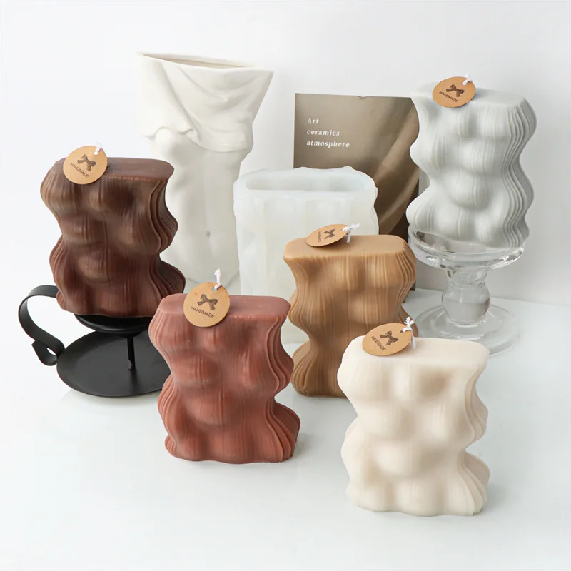 

Geometric Drum Dot Stripe Wave Column Candle Mold DIY Stereoscopic Irregular Aromatherapy Gypsum Ornament