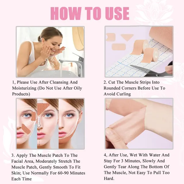 2pcs Beauty Kinesiology Tape Anti-Wrinkle Face Tape 2cm Kinesiology Tape for Face Skin Anti Aging Tape for Wrinkles Face Lift 4