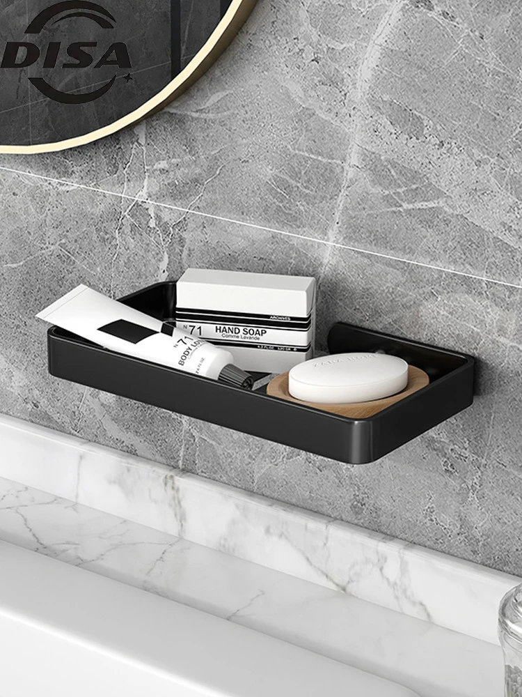 Black soap rack free punch drain soap net soap box bathroom soap box sucker wall hanging soap dish rack