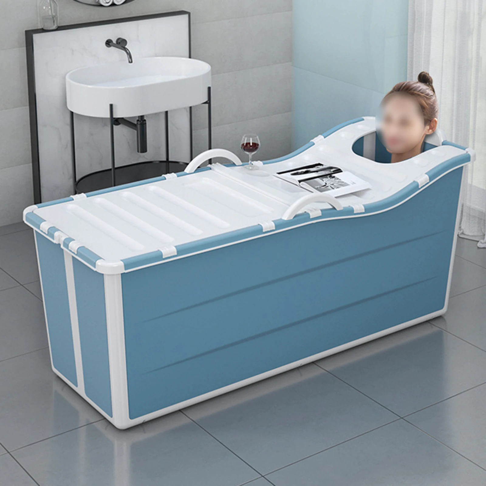 Home Indoor Bathtub Portable Folding Water Tub Adult Spa Bath Bucket Durable