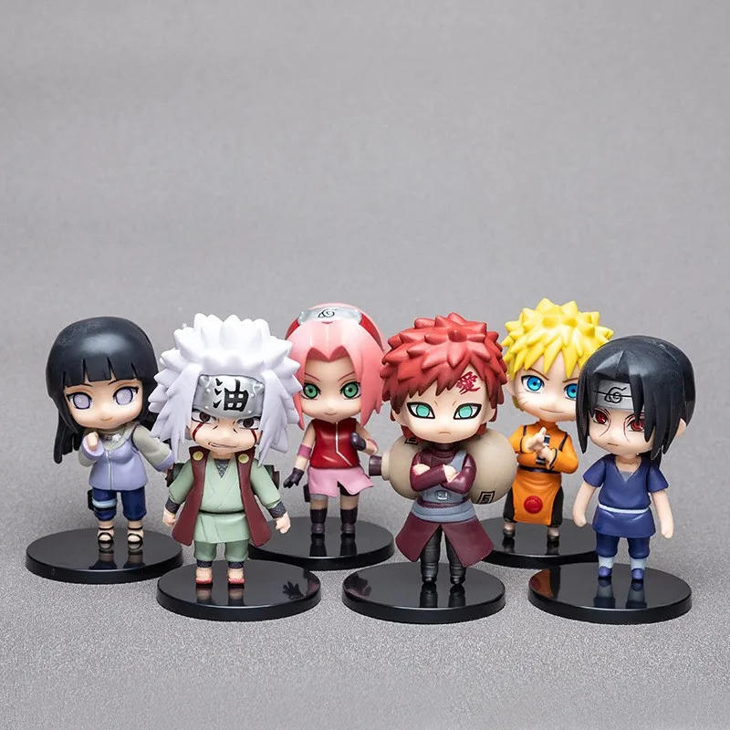 

6 styles 9cm Anime Naruto Figures PVC Q Version Doll Gaara Kakashi Figure Room Decoration Cartoon Kawaii Boy Toy Kid Gift