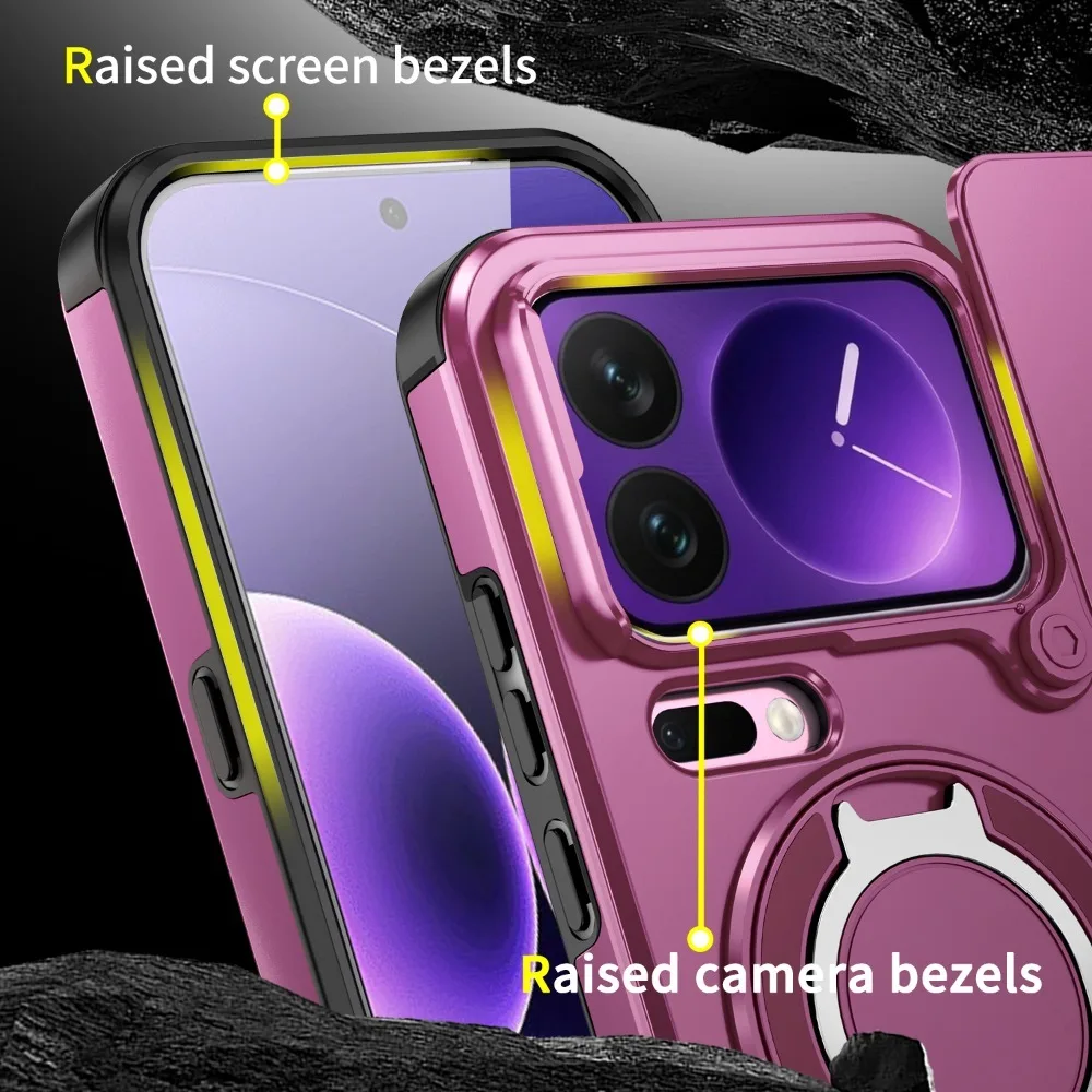 Armor Shockproof Case with Rotating Ring Holder and Sliding Camera Cover