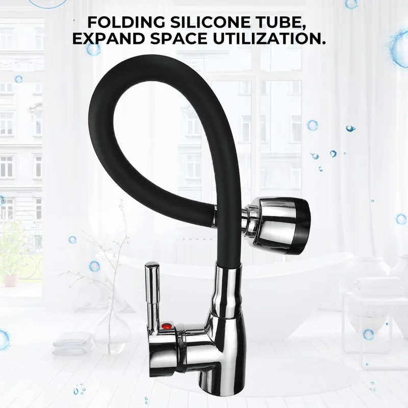 Chrome Black Single Handle Kitchen Basin Faucet 360Rotating Cold and Hot Water Mixer Tap Torneira Gourmet De Cozinha