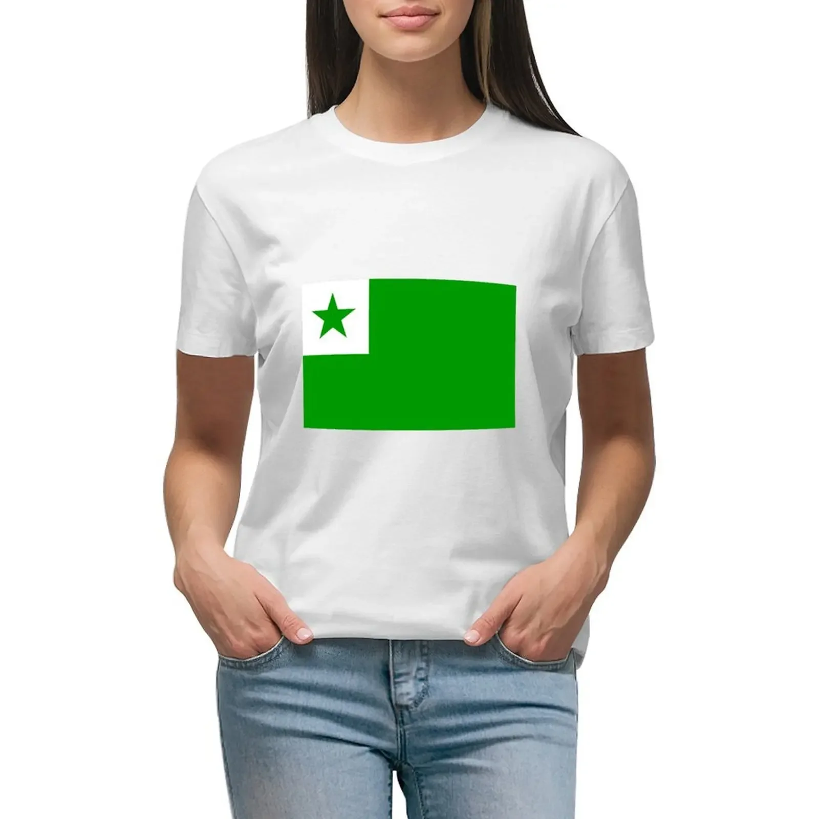 

Official Esperanto Flag T-shirt lady clothes tops oversized Women t-shirts