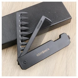 CESTOMEN Multifunctional Portable Folding Wide Tooth Hair and Beard Styling Comb (With logo)