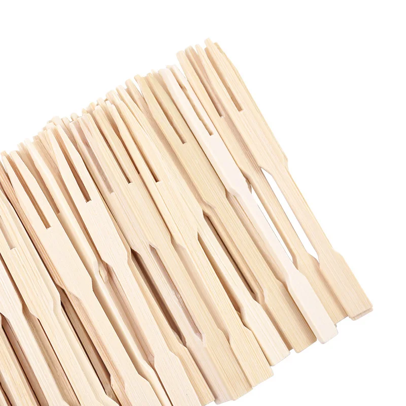 100pcs Mini Bamboo Forks Cocktail Fruit Forks Appetizer Small Forks for Disposable Food Picks Party Charcuterie Accessories
