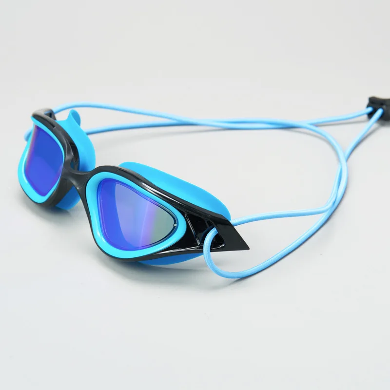 Adult Swim Goggles Men Rope Head Colorful Electroplated Polarized Light Waterproof and Anti-fog Outdoor Swimming Goggles