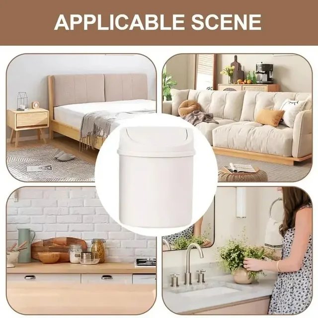 Mini Desktop Bin Small Trash Can Tube with Cover Bedroom Trash Can Garbage Can Clean Workspace Storage Box Home Desk 6