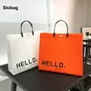 StoBag 10pcs Orange Non-woven Tote Bags Shopping Fabric Woman Fashion Eco Storage Reusable Large Pouches Custom Logo(Extra Fee) 1