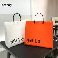 StoBag 10pcs Orange Non-woven Tote Bags Shopping Fabric Woman Fashion Eco Storage Reusable Large Pouches Custom Logo(Extra Fee) 1