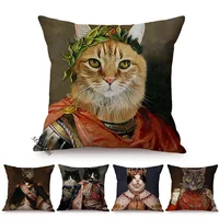 Cat General Portrait Imitate Famous Oil Painting Art Decorative Cushion Cover Nordic Funky Animal Style Sofa Throw Pillow Case 1