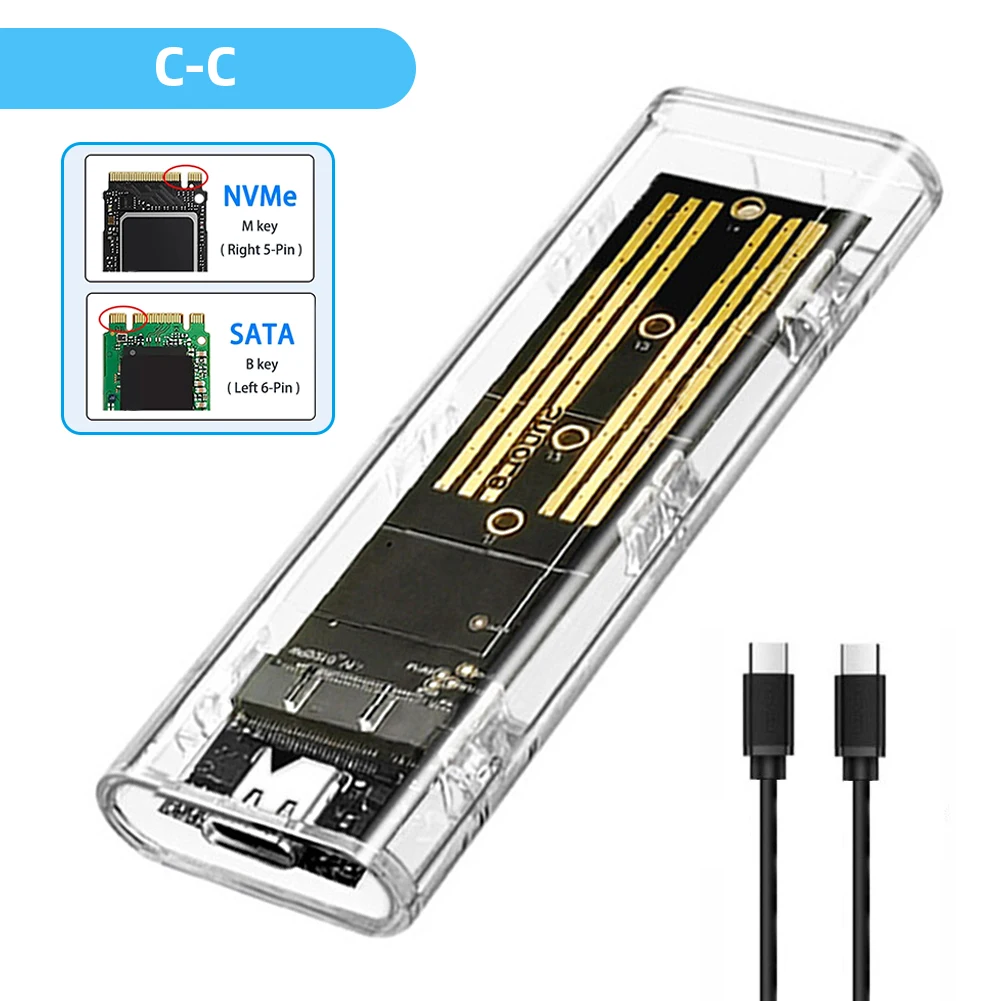 M.2 NVME NGFF M2 SSD Enclosure USB Type C External SSD Case 10Gbps PCIe NGFF SATA For Tablet Laptop