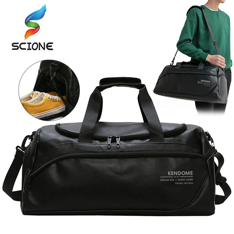 Pu Leather Large Capacity Gym Bag Men Sports Fitness Bags Multifunction Hand Travel Duffle Weekend Luggage Package XD30Y |