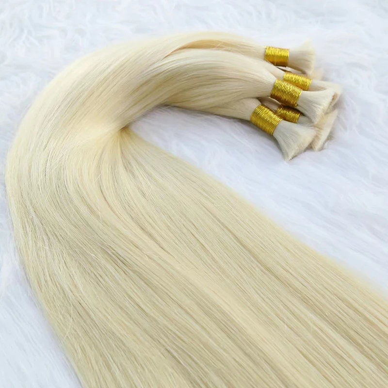 Hot Bulk Human Hair Straight Hair For Braiding No Weft Extensions Color #60 Remy Human Bulk Bundles For Braid