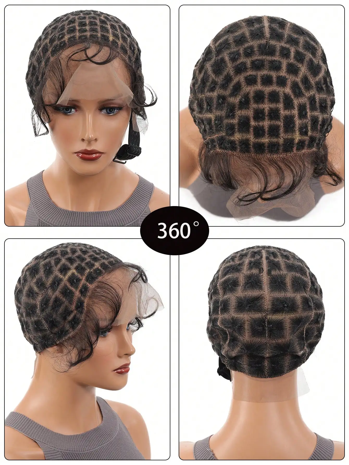 Cappello per parrucca sintetica intrecciata con capelli di bambino, cappello per parrucca all'uncinetto per trecce all'uncinetto, cappelli per parrucche in pizzo HD doppio senza colla per donna - immagine 4