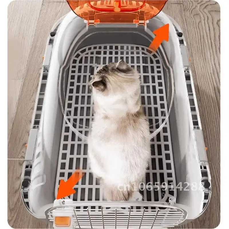 Portable pet travel airline box Simple Multifunctional pet car cage cat transport box cage Ventilated style breathable and