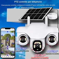Caméra solaire 4G 3 PTZs, Protection de sécurité domestique intelligente pour l'extérieur, moniteur de Surveillance vidéo, alarme de détection humaine, caméras de vidéosurveillance IP 4