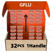 Lames de rasoir de sécurité originales pour hommes à 5 couches, anti-friction, tête de rasage manuelle, recharges pour rasoir à barbe pour un rasage en douceur 2