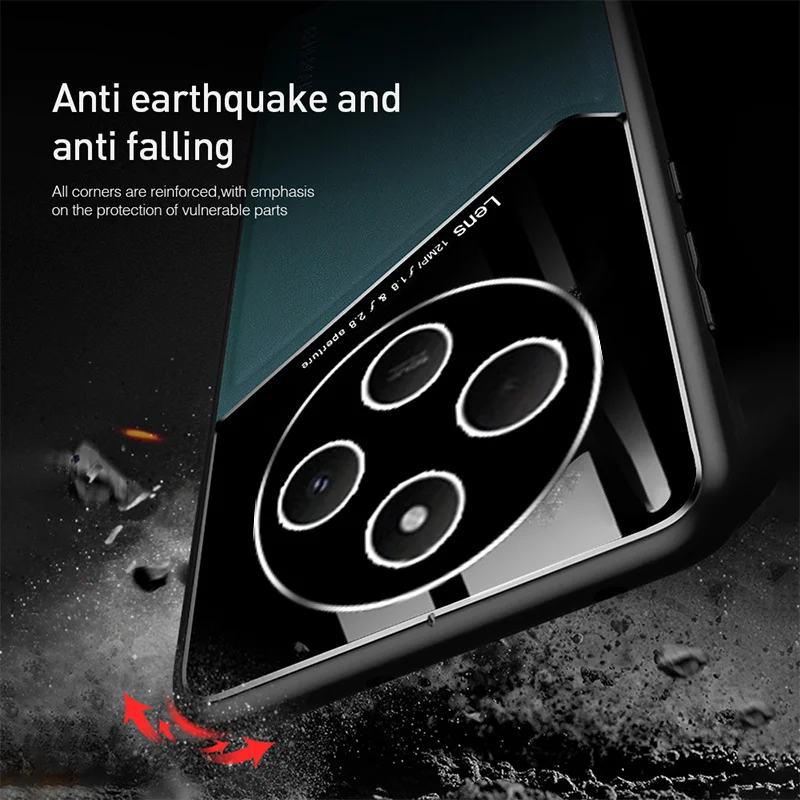 Phone Case Leather Phone Case For Xiaomi Redmi 14C Case Car Magnetic Holder Plexiglass Leather Phone Cover On Redmy 14C 14 C C14 Redmi14C 4G Shockproof Shell