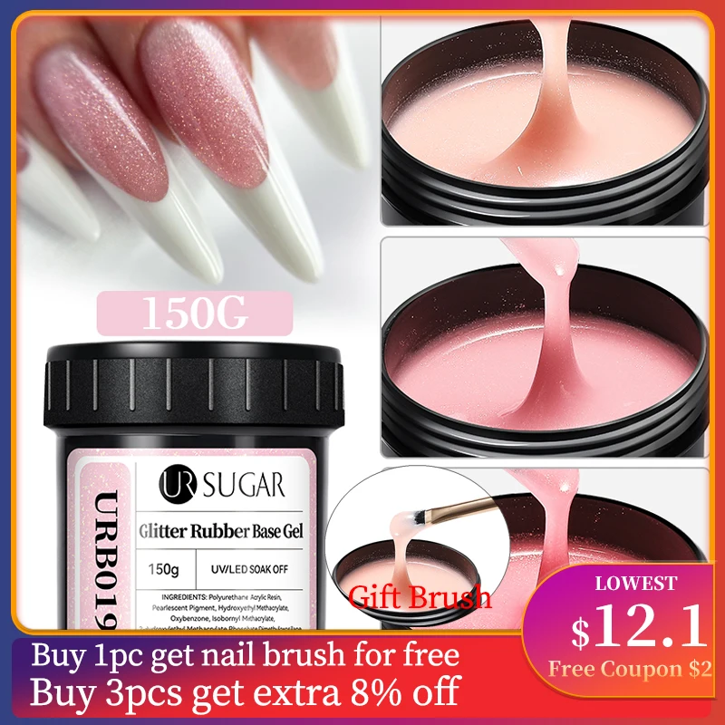 

UR SUGAR Glitter Rubber Base Refill 150g Gold Sequins Pink Camouflage Gel Color Soak Off UV LED Nails Gels Varnish