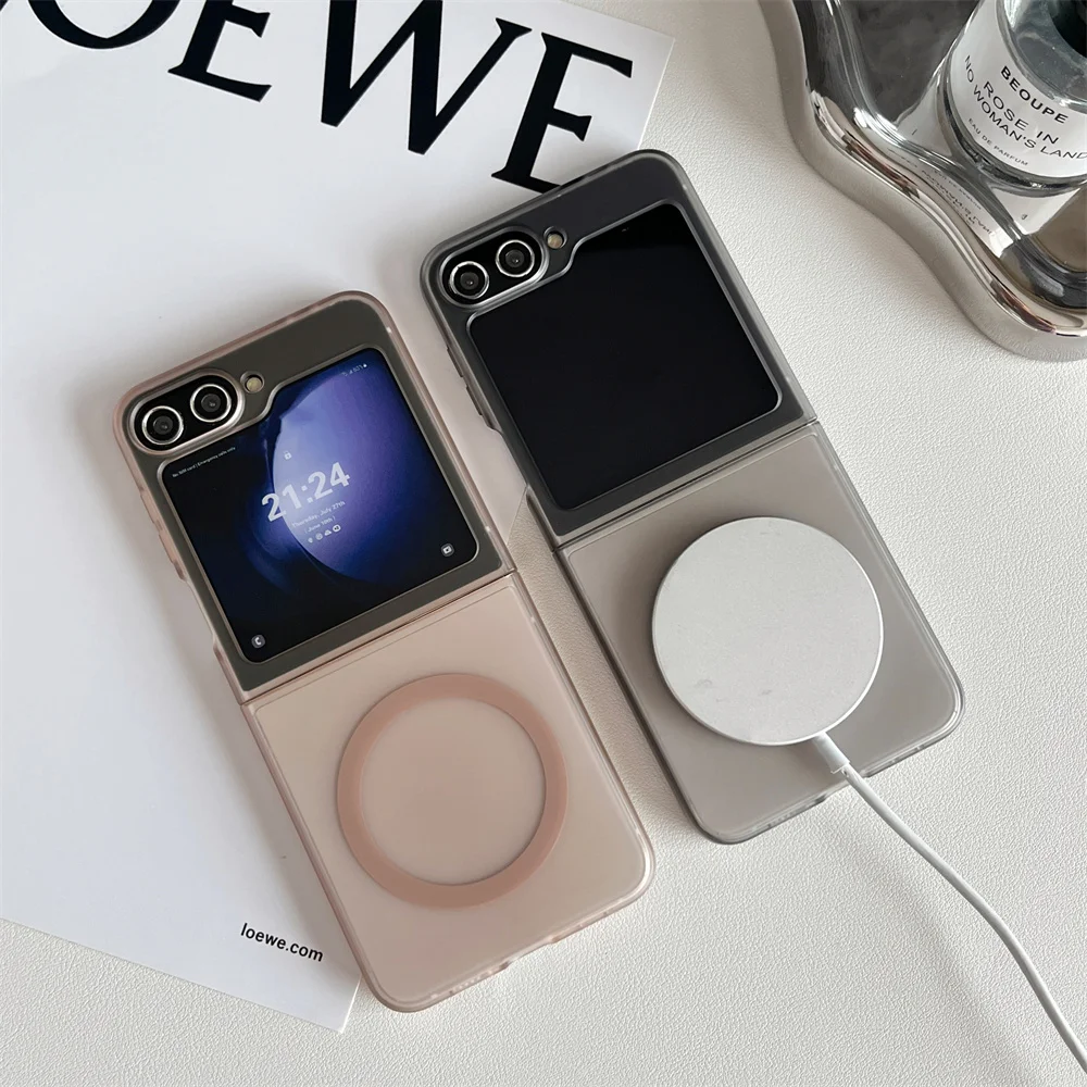 Slim Matte Transparent Magnetic Shockproof Case with Wireless Charging Compatibility