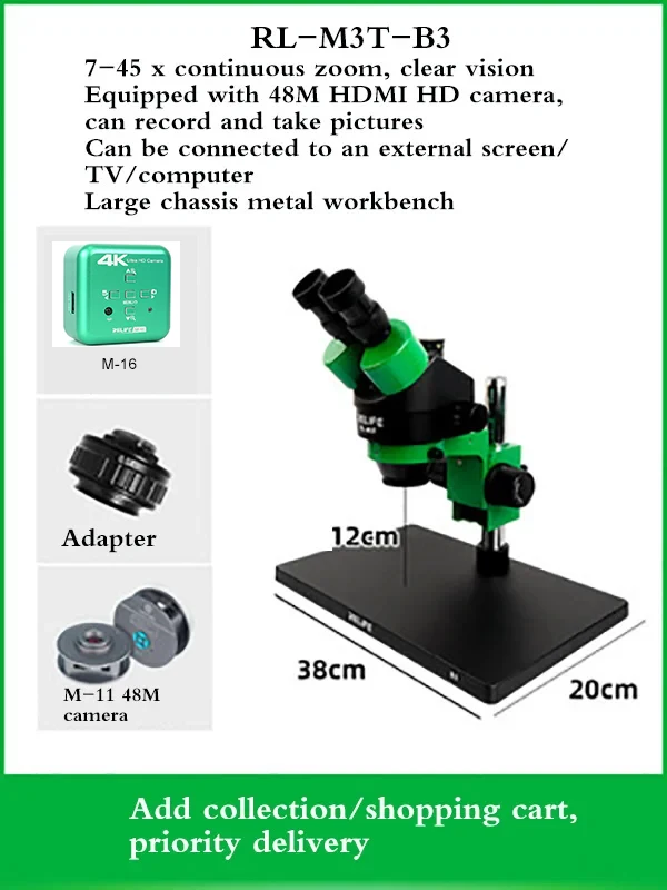 Relife RL-M3 Binoculaire HD Microscope Stéréo 0.7-4.5x Zoom Continu Pour le  Périphérique de Réparation Électronique PCB du Téléphone