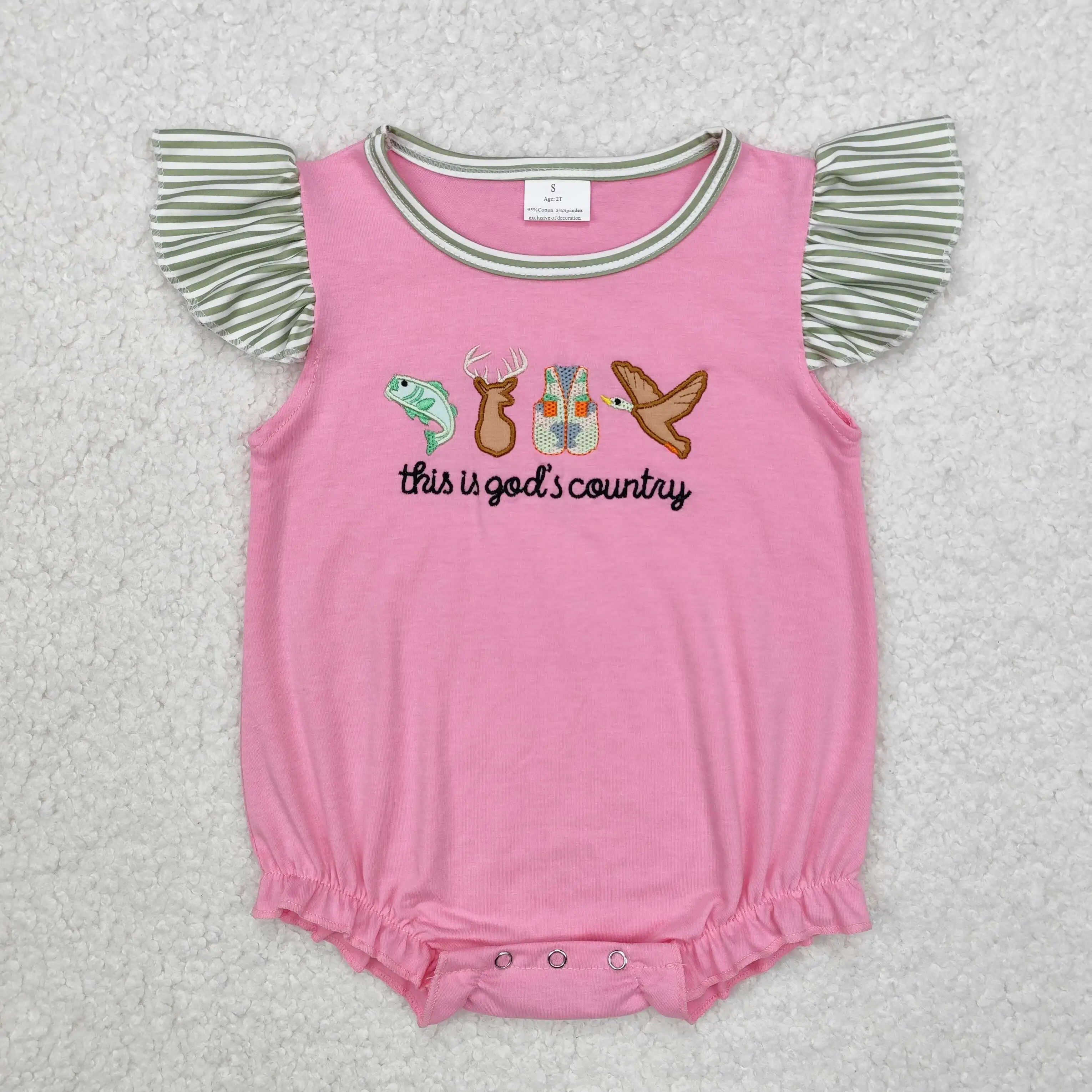 3.27y NEW stock baby summer girls romper wholesale boutique fishing float red bow blue vest rompers