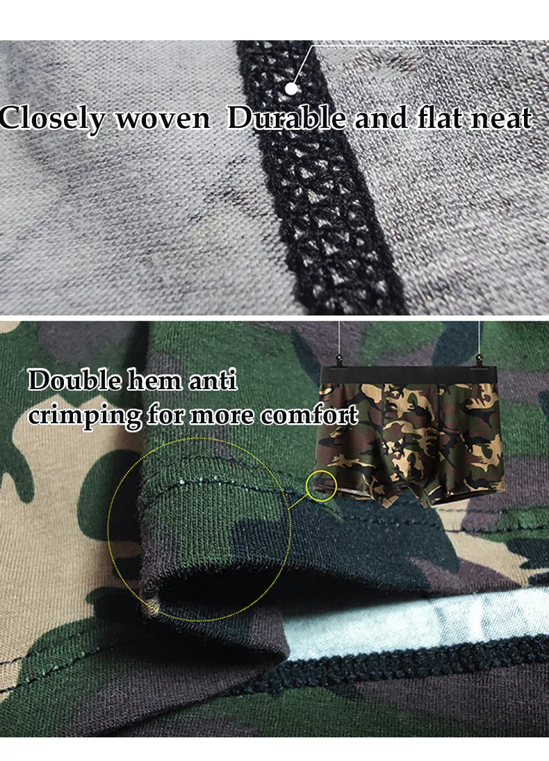 5pcs/lot men's panties luxury Pouch Bulge underpants man boxers Camouflage boxer shorts mens cotton Breathable underwear for men