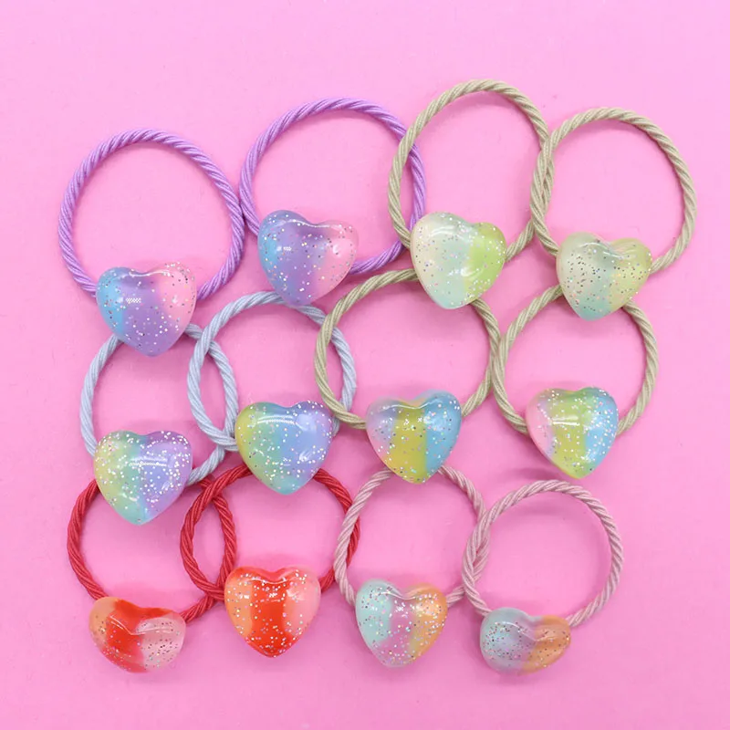 

12Pcs Colorful Love Star Hair Accessories Baby Headband Children's Rubber Bands Kids Ponytail Holder Scrunchie Ornaments Gift