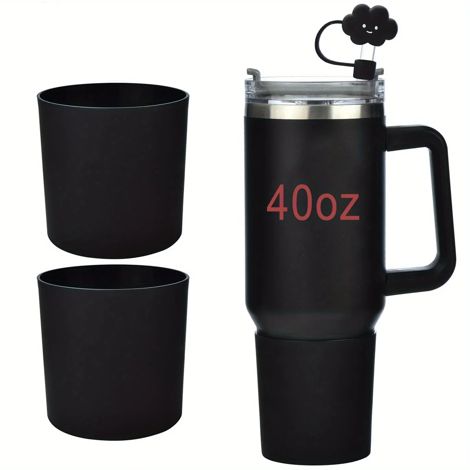 40oz 컵용 실리콘 슬리브 2 개, 클라우드 실리콘 빨대 캡 1 개, 40oz 컵만 ..
