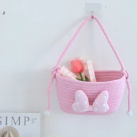 Cute Cartoon Storage Baskets Woven Cotton Rope Desktop Jewelry Cosmetics Snacks Sundries Key Kid Toys Organizer Bins 5