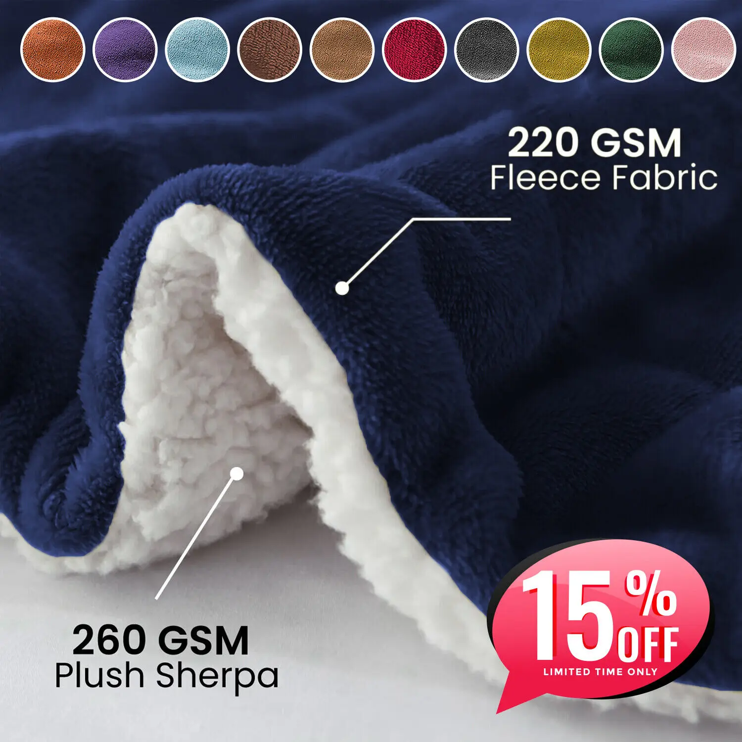 

480 GSM Luxury Heavy Sherpa Blanket Warm Faux Fur Mink Sofa Bed Fleece Throw