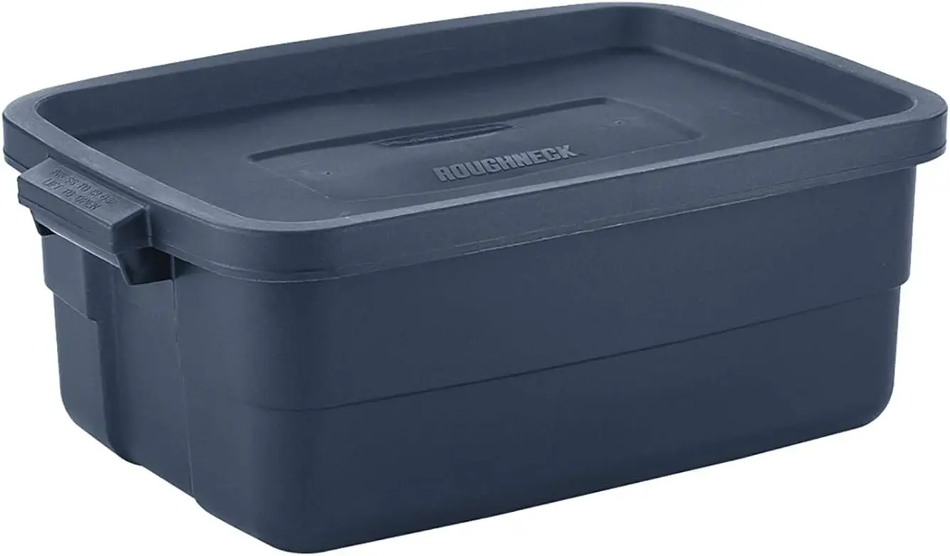 Rubbermaid® Roughneck Storage Tote, 10 Gal, Dark Indigo Metallic